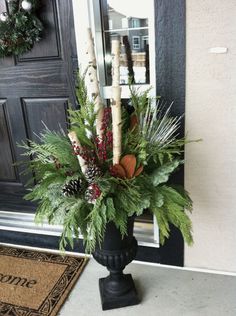 20 Beautiful Winter Planter Ideas - House of Hawthornes Christmas Porch Decor, Have Inspiration