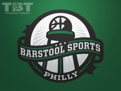 the logo for barstol sports phily on a green background with an image of a basketball