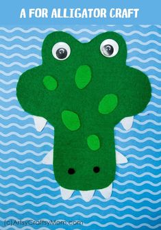 an alligator craft made out of felt with the words, a for alligator craft on it