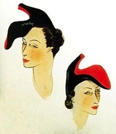 two women with black and red hats on their heads