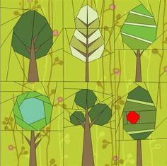 four different trees are shown in the same pattern