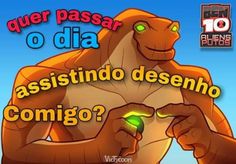 a cartoon character with the words quier passar o diaa assisto desenho comigo?