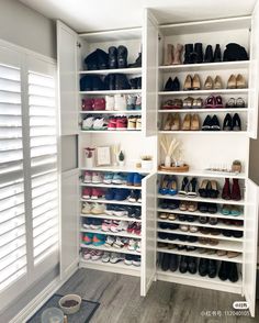 the closet is full of shoes and other items