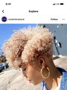 African American Two Tone Hair Color, Short Blonde Natural Hair Black Women, Ash Blonde Natural Hair Black Women, Blonde Natural Hair Black Women, Tapered Fro, Short Platinum Blonde Hair, Blonde Afro, Blonde Natural Hair