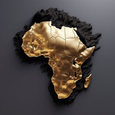 a gold and black map of africa on a dark background with some sort of texture