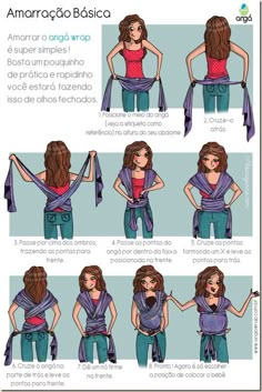 the instructions for how to tie a scarf around your neck and shoulders in different ways