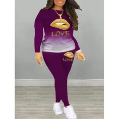 Cyber Week 2020,LovelyWholesale | Wholesale Shoes,Wholesale Clothing, Cheap Clothes,Cheap Shoes Online. - LovelyWholesale.com Cheap Letter Print Pants For Women, Cheap Purple Pants For Women, Cheap Casual Letter Print Hoodie, Cheap Women's Letter Print Pants, Purple Fashion Casual, Women Hoodies, Two Piece Pants Set, Lips Print, Purple Fashion