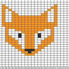 a cross stitch pattern with an orange fox's head