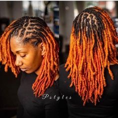 Orange Locs, Dreads Black Women, Dyed Dreads, Colored Dreads, Natural Dreads, Beautiful Locs, Dreadlock Hairstyles For Men