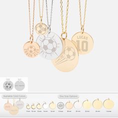 Celebrate your love for soccer with our stunning Personalized Soccer Necklace. Meticulously handcrafted in 14K solid gold, this dainty necklace features a two-sided engraved disc pendant, allowing you to showcase your passion for the game. Customize it with your football or soccer number and even your player name. Available in yellow, rose, or white gold, this necklace is the perfect sports jewelry for both men and women. It's an ideal gift for soccer coaches, soccer moms, and makes a thoughtful Personalized Round Sports Jewelry, Soccer Number, Soccer Necklace, Soccer Moms, Football Or Soccer, Thoughtful Gifts For Him, Sports Jewelry, Soccer League, Girls Soccer