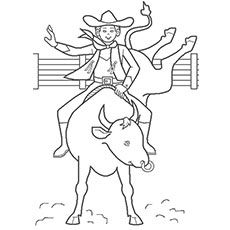 a girl riding on the back of a cow in a cowboy hat and lasso