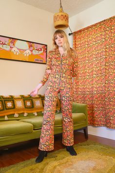 The Marigold Jumpsuit – Miracle Eye Devyn Crimson, 60s Bedroom, Miracle Eye, 60s Photos, Calm Yourself, 60s Girl, Groovy Fashion, 1960s Outfits, 70s Inspired Fashion