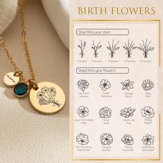 Family Birth Flower Bouquet Necklace, Engraved Birthflower Pendant, Mothers day Gift, Birthstone Jewelry, Christmas Gift, Birthday Gifts ◎COLOR Silver/ Gold/ Rose gold ◎NECKLACE LENGTH *14" NECKLACE: For kids or fits most like a choker *16" NECKLACE: Falls perfectly around the base of the neck like a collar. On a petite woman it will hit your collarbone while for plus size women it might feel more like a choker. *18" NECKLACE: A common choice for women that will fall just below the throat at the Birth Flower Jewelry For Birthdays, Family Birth Flower Bouquet, Grandma Mothers Day Gift, Birth Flower Bouquet, Mothers Necklace, Jewelry Christmas, Birth Flower, Color Plata, Birth Flowers