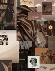 a collage with many different pictures and words on it's side, including an image of a woman