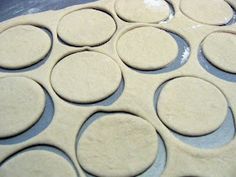 the dough is being made and ready to be baked into pie crusts or buns