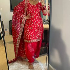 Heavy Red Bridal Salwar Suit Formal Red Unstitched Salwar Kameez, Unstitched Bohemian Red Salwar Kameez, Unstitched Red Georgette Salwar Kameez, Red Patiyala Suit, Red Unstitched Shantoon Salwar Kameez, Bridal Salwar, Salwar Suit, Salwar Suits, Womens Sizes