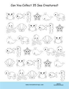 an ocean themed coloring page with the words can you collect 35 sea creatures? on it