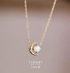 14K Opal Diamond Moon Necklace Moon of My Life | Etsy Diamond Moon Necklace, Moon Of My Life, Life Ring, Astrology Necklace, Astrology Jewelry, Necklace Moon, Necklace Opal, Accesories Jewelry, White Gold Chains