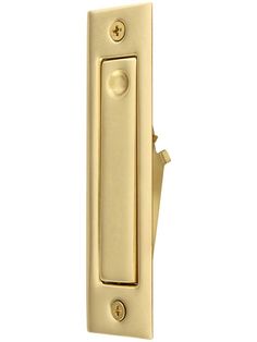 an antique brass door handle on a white background