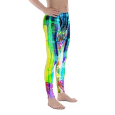 Celebrate your stylish individuality in our bright and vibrant active wear. The Gearbunch Bright Neon Rave Meggings is a rainbow of bright greens, blue, pink, orange, purple, yellow, white and black    The super soft and stretchy material makes these Mens Leggings the perfect choice for a variety of activities, and you can wear them on their own or under shorts. These Meggings are bound to become your favorite workout apparel!   * 82% polyester, 18% spandex  * Fitted design  * Front gusset for extra comfort  * Flatseam and coverstitch  * Elastic waistband  * Very soft four-way stretch fabric that stretches and recovers on the cross and lengthwise grains Size guide   XS S M L XL 2XL 3XL Waist (inches) 29 ⅞ 31 ½ 33 ⅛ 36 ¼ 39 ⅜ 42 ½ 45 ⅝ Hips (inches) 37 38 ⅝ 40 ⅛ 43 ¼ 46 ½ 49 ⅝ 52 ¾   XS S M Multicolor Moisture-wicking Gym Bottoms, Trendy Multicolor Gym Bottoms, Trendy Multicolor Gym Activewear, Sporty Multicolor Gym Bottoms, Tight Summer Sports Activewear, Multicolor Compression Bottoms For Sports, Multicolor Compression Sport Bottoms, Multicolor Athleisure Bottoms For Gym, Multicolor Athleisure Bottoms For Sports