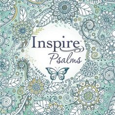 an adult coloring book with the words inspire palms on it and flowers, leaves, and butterflies