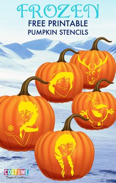 the frozen pumpkin stencils are designed to look like disney characters