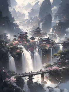 Sky Kingdom, Background References, Anime Scenes, Vis Dev, Campaign Ideas, Dnd Maps, Fantasy Background, Landscape Designs, Fantasy City