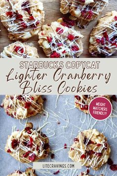 starbuck's copycat lighter cranberry bliss cookies with white icing