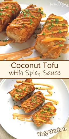 The BEST Coconut Tofu with Spicy Sauce Coconut Tofu, Firm Tofu, Tofu Dishes, God Mat, Spicy Sauce, Tofu Recipes, Tempeh, Veg Recipes, Vegan Cooking