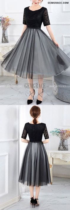 10% off now|Free shipping world-wide. Modest Black Tulle With Lace Party Dress With Sleeves at GemGrace. Click to learn our pro custom-made service for wedding dress, formal dress. View #WeddingGuestDresses for more ideas. Black Knee-length Mesh Dress For Party, Black Midi Dress With 3/4 Sleeves For Party, Black A-line Short Sleeve Evening Dress, Black Floor-length Dress With Lace Sleeves, Black Knee-length Dress With Mesh Sleeves, Party Dresses With Sleeves, Best Wedding Guest Dresses, Lace Party Dresses, Semi Formal Dresses