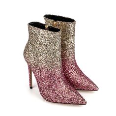 Shop Pink and Gold Gradient Color Glitter Stilettos Ankle Booties Pointy Toe Short Boots color Golden for Big Day, Dancing Club, Formal Event, Going out, Hanging out, Music Festival with worldwide Free shipping & Free return. Glamorous High Heel Boots With Glitter Accents, Party Glitter Boots With Pointed Toe, Glitter Boots With Pointed Toe For Party, Glitter Pointed Toe Party Boots, Glamorous Ankle-high Heels For Party Season, Glamorous Ankle-high Party Boots, Glamorous Ankle-high Boots For Parties, High Heel Party Boots With Glitter Accents, Party Boots With Shimmer And Pointed Toe