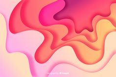 an abstract pink and yellow background with wavy shapes in the shape of flowing liquid drops