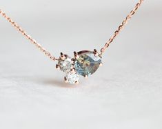 Cluster Necklace, Diamond Necklace – Capucinne Two Diamond Pendant, Bicolor Sapphire, Necklace Sapphire, Tiny Necklace, Necklace Mom, Nice Jewelry, Necklace Diamond, Buy Necklace, Cluster Necklace