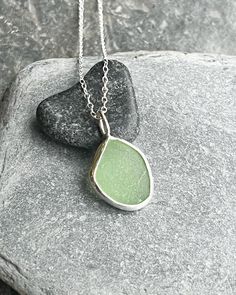 Beautiful small pieces of sea glass, found on my local beaches on the south coast of Cornwall, are set in silver, and suspended on your choice of 16"/40cm, 18"/45cm, or 20"/50cm chain. The sea glass pieces are approximately 1.5cm but sizes are organic and so vary. All of my silver jewellery is beautifully wrapped and boxed in my branded packaging :) Seaglass Necklace, Jewellery Necklaces, Glass Jewellery, Sea Glass Pendant, Necklace Green, Sea Glass Necklace, Glass Pieces, Green Sea, Necklace Blue