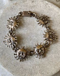 Beautiful Mexican Sculpeted Sterling Silver Celestial Sun Face Vintage Bracelet Measures 8 inches around weighs 40.3 grams Vintage Mexican Jewelry, Pinterest Jewelry, Three Necklaces, Grunge Jewelry, Celestial Sun, Sun Face, Usa Jewelry, Mexican Jewelry, Dope Jewelry