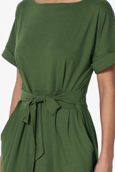 S~3X Tie Waist Short Sleeve Stretch Knit Shift Dress Casual to Office - TheMogan Wear To Work Casual, One Piece Plus Size, Dresses Business, Shift Dress Casual, Tie Waist Shorts, Dinner Dress, Business Formal, Womens Tie, Spring Summer Dress