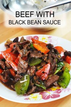 beef with black bean sauce on a plate