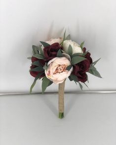 Ivory Peony Bouquet, Blush Flowers Bouquet, Burgundy Peony