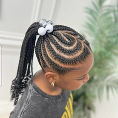 Chic Braided Ponytail Styles for Black Kids - Beads & Weave Black Girls Conrows Hairstyle Kids, Hairstyle For Little Black Girls Braided, Corn Rows With Ponytail, Girls Braided Ponytail Hairstyles Kids Black Kids, Kids Braid Ponytail Styles, Cornrow French Braid Hairstyles, Kids Summer Braided Hairstyles, Kids Scalp Braids Girl Hairstyles, Ponytail Braid Hairstyles Black Kids