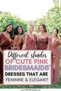 different shades of cute pink bridesmaids dresses that are feminine and elegant