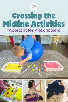 the cover of crossing the midline activities for preschoolers with pictures of children playing