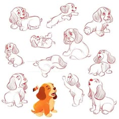 a cartoon dog with various poses and expressions