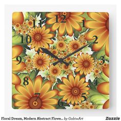 an orange and yellow flower pattern on a white background with the words floral dream abstract flow