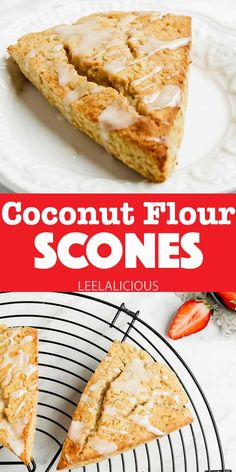 two slices of coconut flour scones on a plate