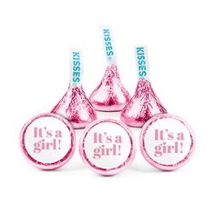 it's a girl candy lollipops with pink foil wrappers on top