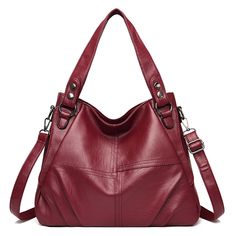 Color: Burgundy Soft Leather Purse, Big Tote Bags, Big Handbags, Purse Brands, Leather Handbags Women, Women Bags Fashion, Designer Crossbody Bags, Genuine Leather Handbag, Genuine Leather Bags