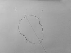 a pencil drawing of a person's head with the letter l in front of it