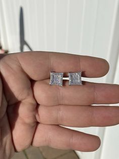 "Amazing stud earrings. 3D Kite earrings screwbacks Solid 925 sterling silver! Not Plated Or Filled Wont turn your ears green!   2.8ct simulated diamonds SUPER ICY...Must see in the sun! About 0.4\" (10mm) wide perfect medium size! Pair weighs around 3.3 grams Screw backs for a secure fit! Ships fast Let us know if you have any questions" Classic Sterling Silver Screw Back Earrings, Classic Sterling Silver Earrings With Screw Back, Sterling Silver Jewelry With Screw Back For Gift, Silver Screw Back Earrings For Anniversary, Silver Diamond Screw Back Earrings For Anniversary, Silver Sterling Silver Earrings With Screw Back, Silver Diamond Jewelry With Screw Back, Silver Diamond Earrings With Screw Back, Silver Diamond Earrings With Screw Back For Anniversary