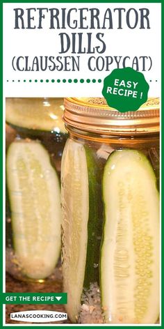 two jars filled with sliced cucumbers sitting on top of a counter next to each other