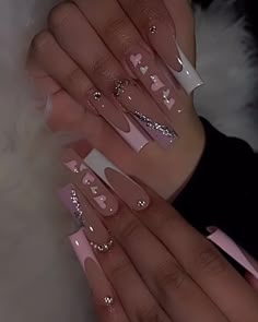 Girly Acrylic, Tapered Square, Nails Design With Rhinestones, Colored Acrylic Nails, Girly Acrylic Nails, Cute Acrylic Nail Designs, Glow Nails, Acrylic Nails Coffin Pink